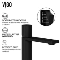 Modern contemporary bathroom faucet with matte black lever and high arc spout