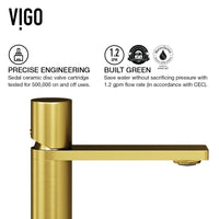 Ceramic disc valve faucet in matte brushed gold with easy installation features