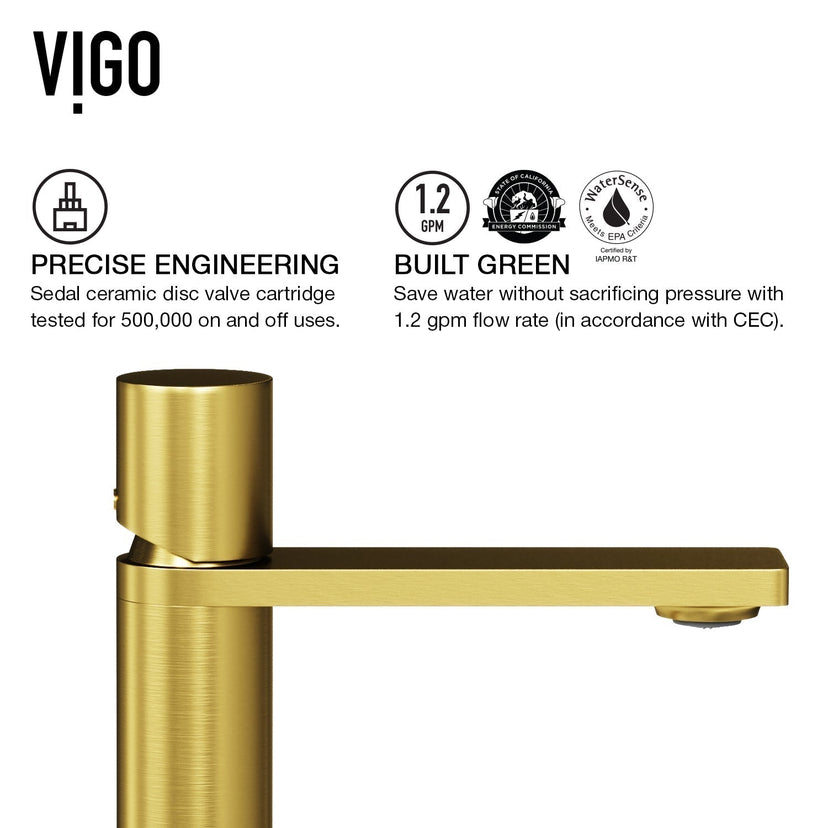 Ceramic disc valve faucet in matte brushed gold with easy installation features