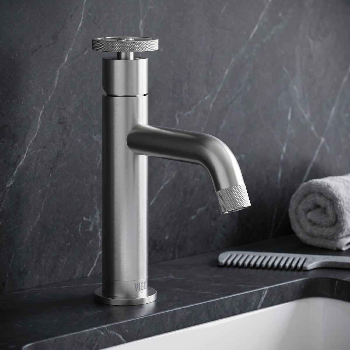 Cass 9 in. Single Hole Bathroom Faucet in chrome with angular spout and industrial wheel handle