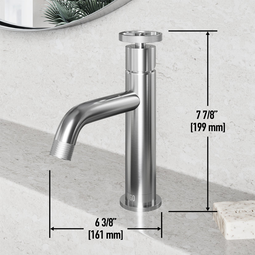 Cass 9 in. Single Hole Bathroom Faucet in chrome with angular spout and industrial wheel handle