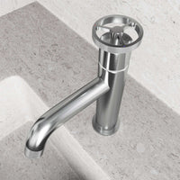 Contemporary style bathroom faucet with waterfall spout and easy installation