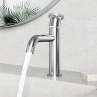 Cass 9 in. Single Hole Bathroom Faucet in chrome with angular spout and industrial wheel handle