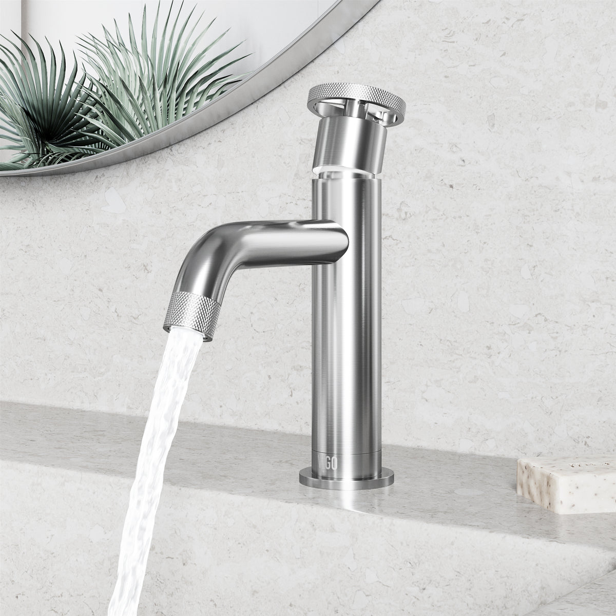 Cass 9 in. Single Hole Bathroom Faucet in chrome with angular spout and industrial wheel handle