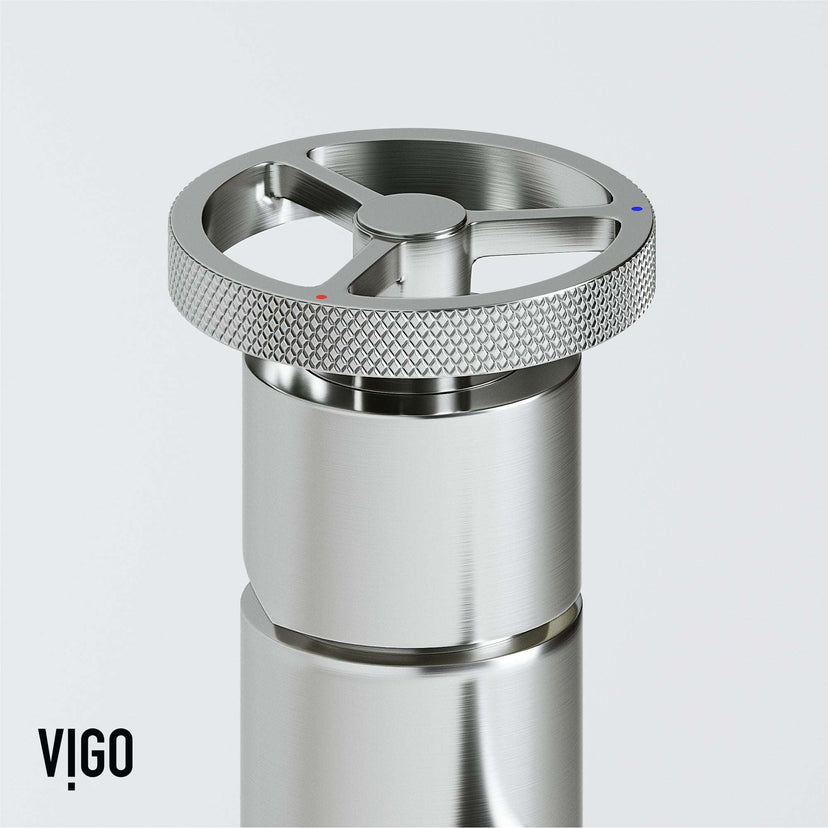 Ceramic disc valve faucet in brushed nickel with all mounting materials included