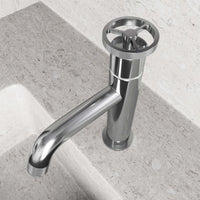 Contemporary style bathroom faucet with waterfall spout and easy installation