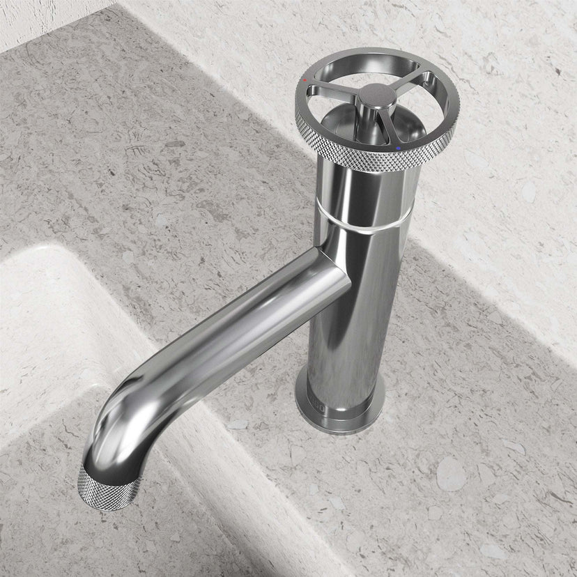 Contemporary style bathroom faucet with waterfall spout and easy installation