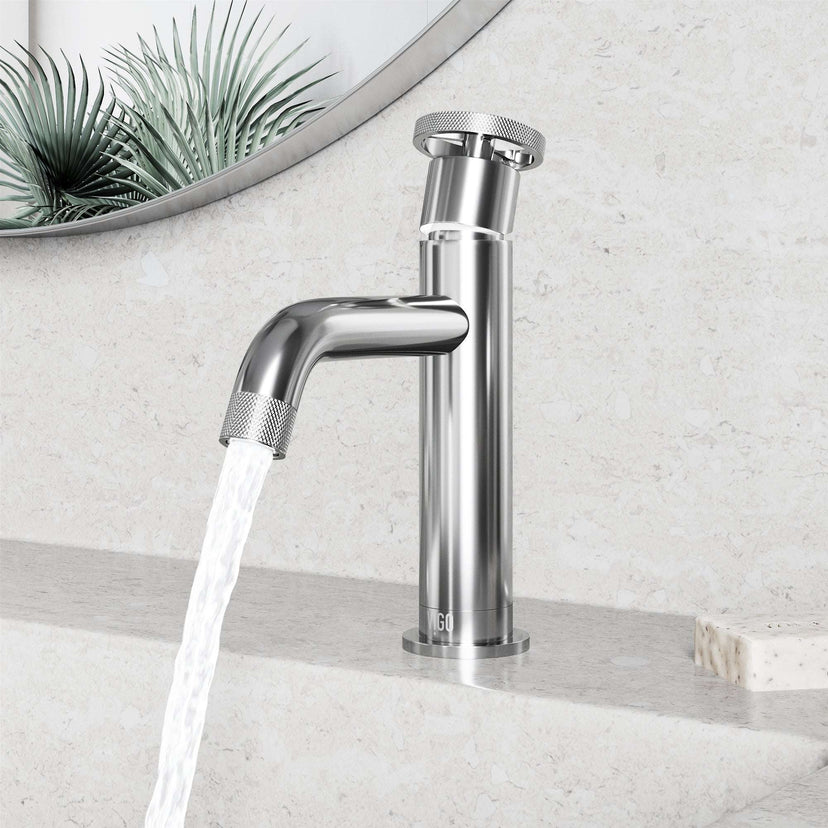 Deck-mounted single hole faucet with ceramic disk valve and chrome finish