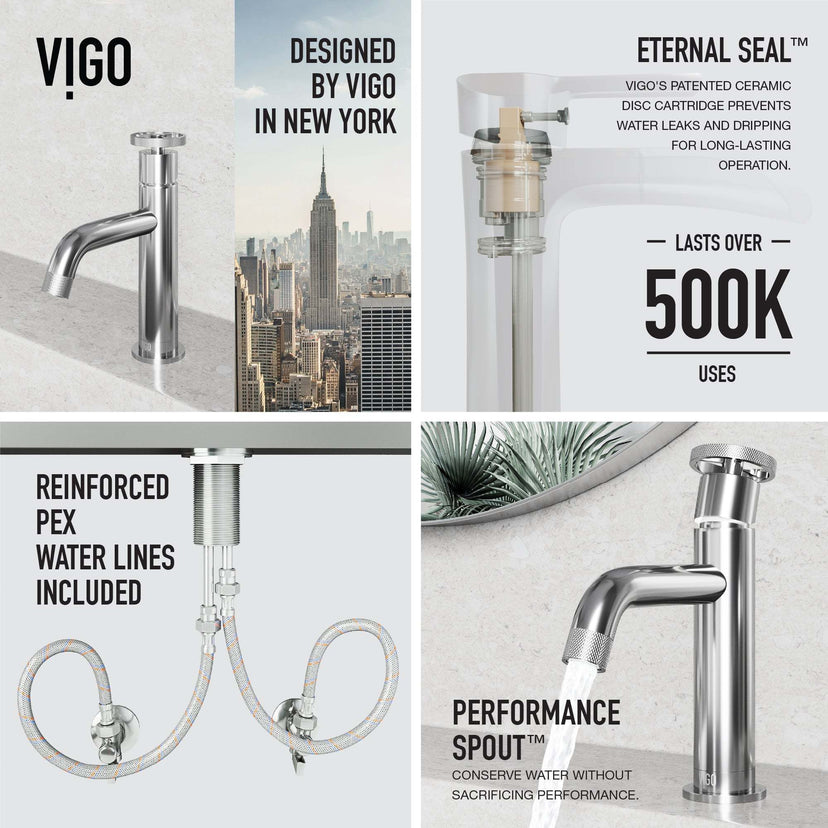 Bathroom faucet with included supply lines and low flow design for water efficiency