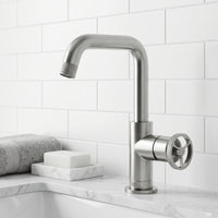 Cass Single Hole Bathroom Faucet with Knurled Wheel Handle