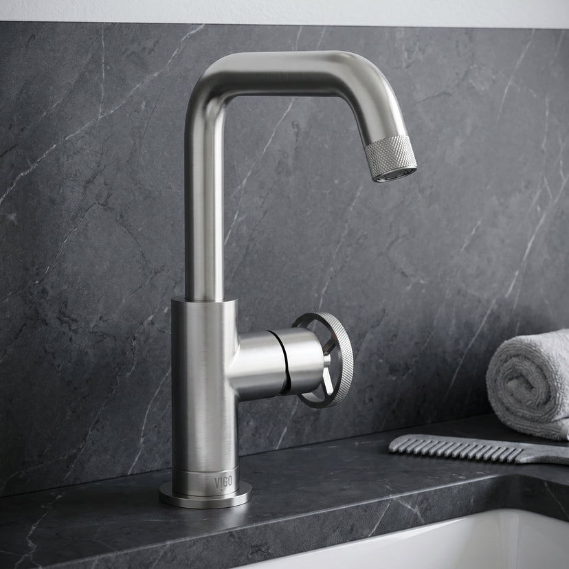 Cass Single Hole Bathroom Faucet with Knurled Wheel Handle