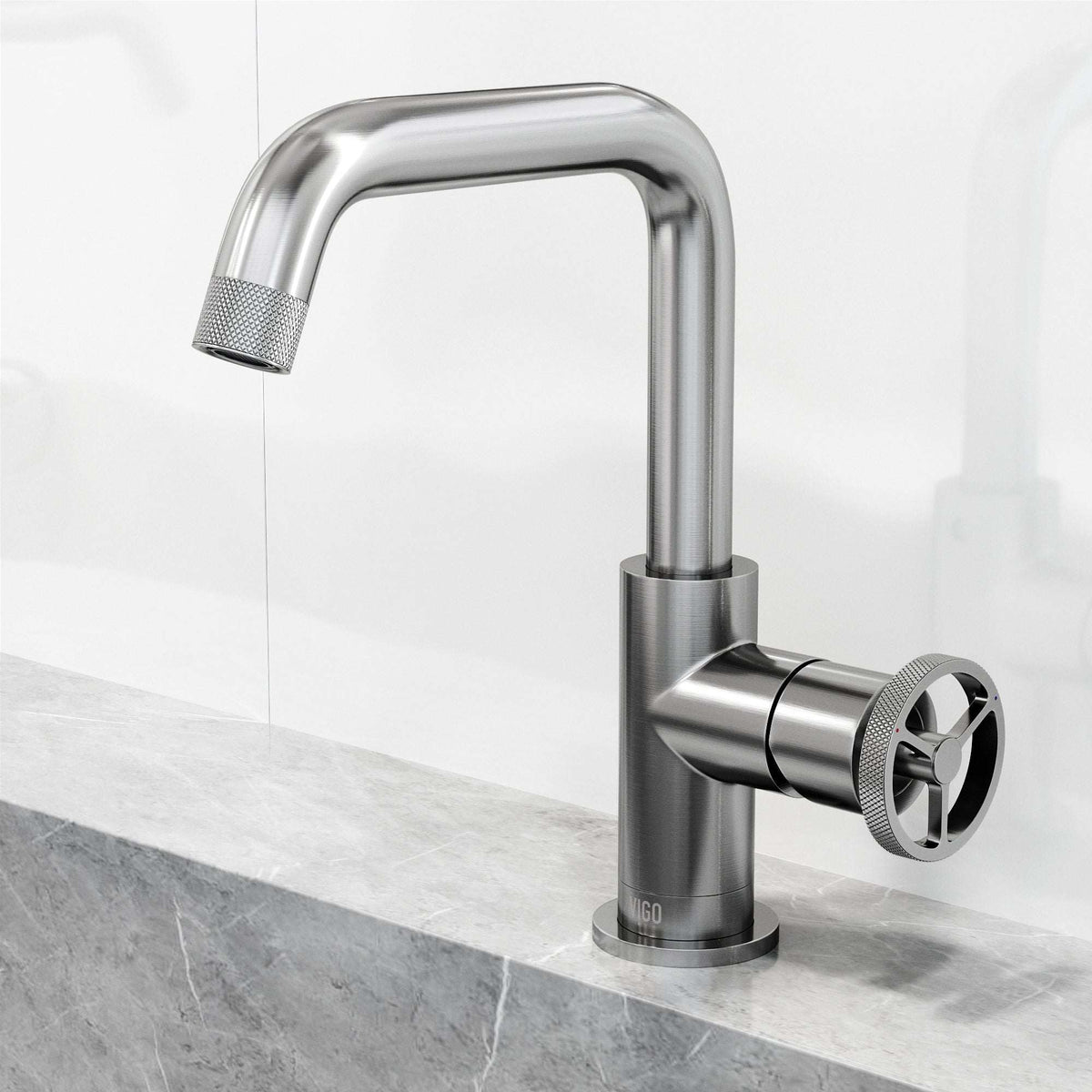 Low lead, low flow bathroom faucet with brushed nickel finish and compression connection