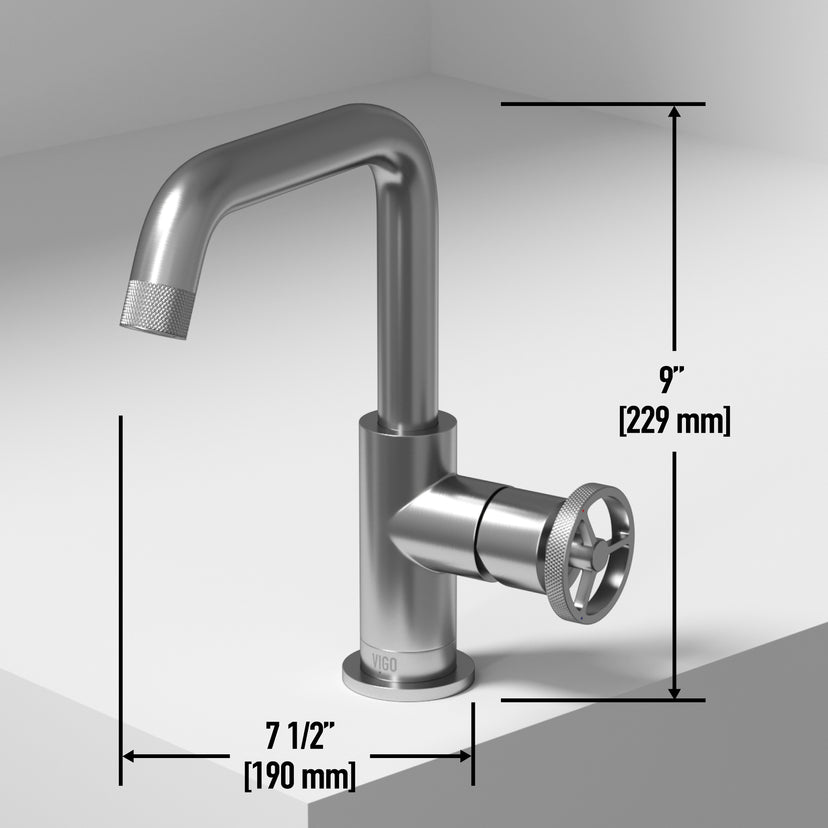Cass Single Hole Bathroom Faucet with Knurled Wheel Handle