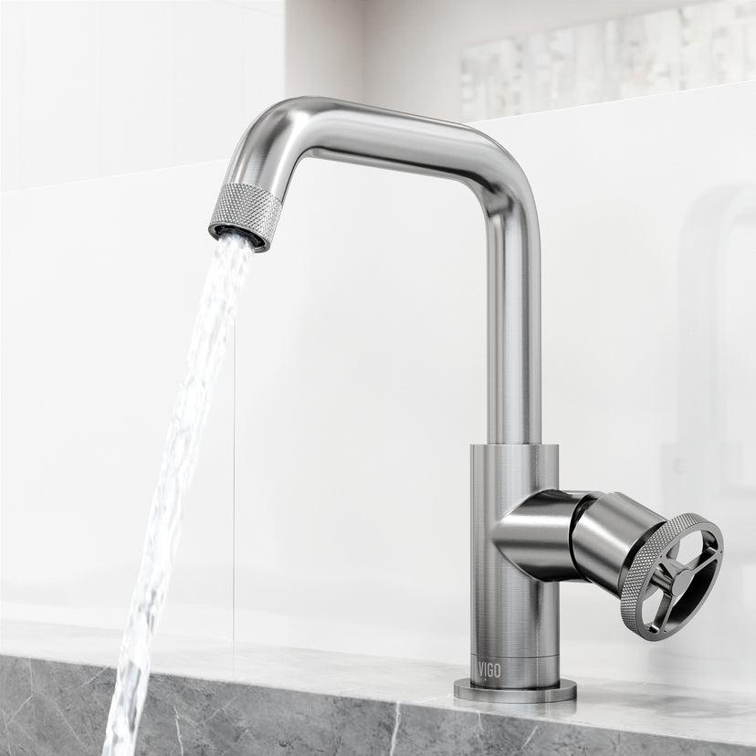 Cass Single Hole Bathroom Faucet with Knurled Wheel Handle