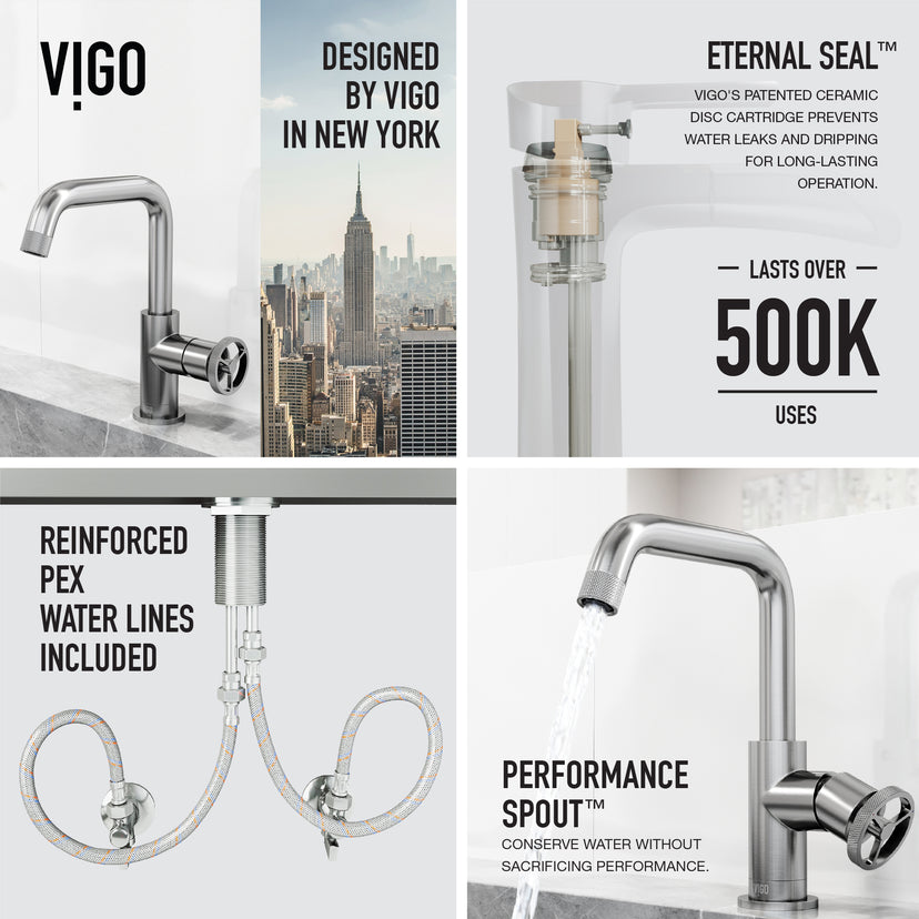 Cass Single Hole Bathroom Faucet with Knurled Wheel Handle