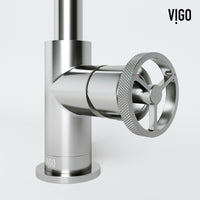 Cass Single Hole Bathroom Faucet with Knurled Wheel Handle