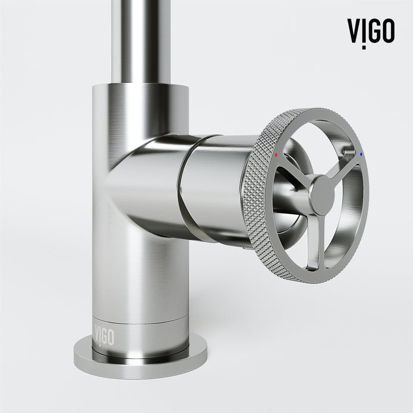 Cass Single Hole Bathroom Faucet with Knurled Wheel Handle