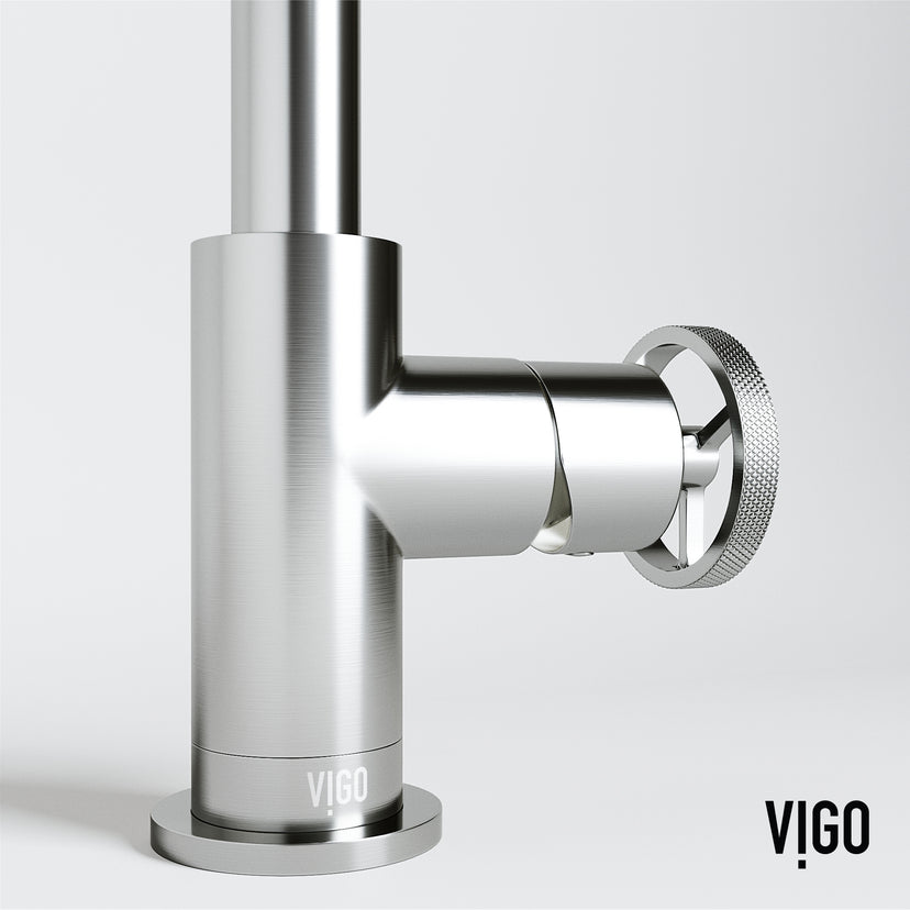 Cass Single Hole Bathroom Faucet with Knurled Wheel Handle
