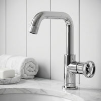 Cass Single Hole Bathroom Faucet with Knurled Wheel Handle