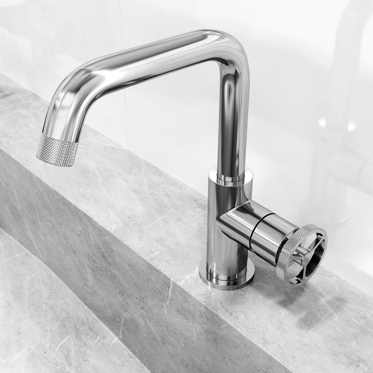 Cass Single Hole Bathroom Faucet with Knurled Wheel Handle