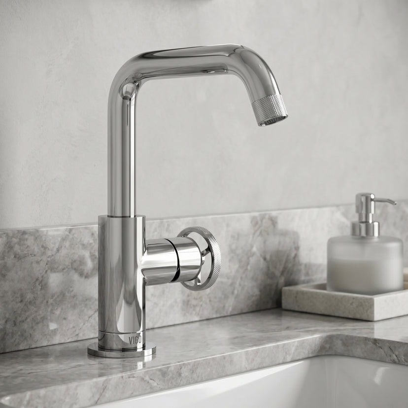 Cass Single Hole Bathroom Faucet with Knurled Wheel Handle