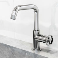 Low lead, low flow bathroom faucet with chrome finish and compression connection