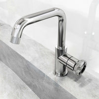 Deck-mounted faucet with high arc spout and drip-free ceramic disc valve
