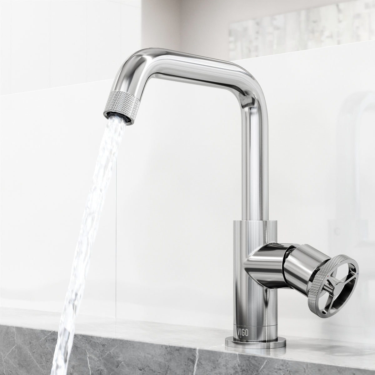 Cass Single Hole Bathroom Faucet with Knurled Wheel Handle