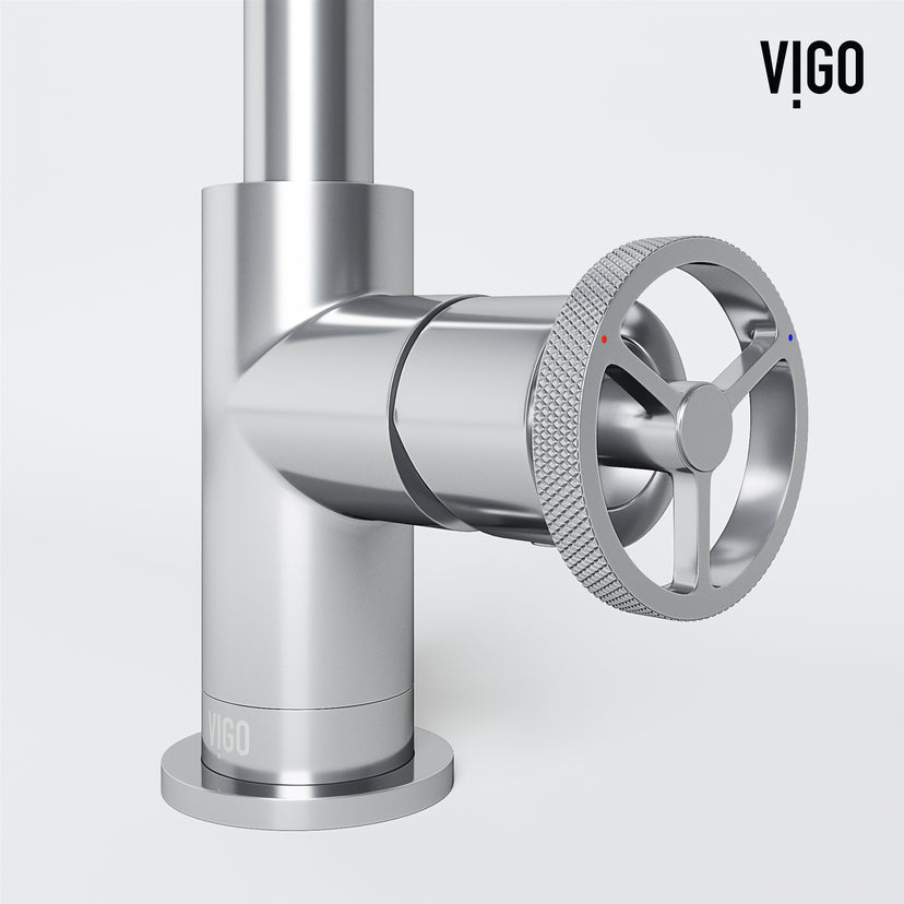 Cass Single Hole Bathroom Faucet with Knurled Wheel Handle
