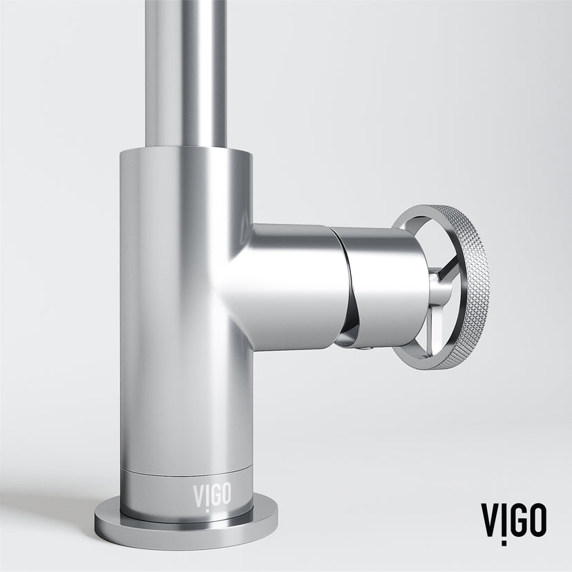 Cass Single Hole Bathroom Faucet with Knurled Wheel Handle