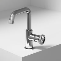 Cass Single Hole Bathroom Faucet with Knurled Wheel Handle