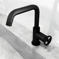 Cass Single Hole Bathroom Faucet with Knurled Wheel Handle
