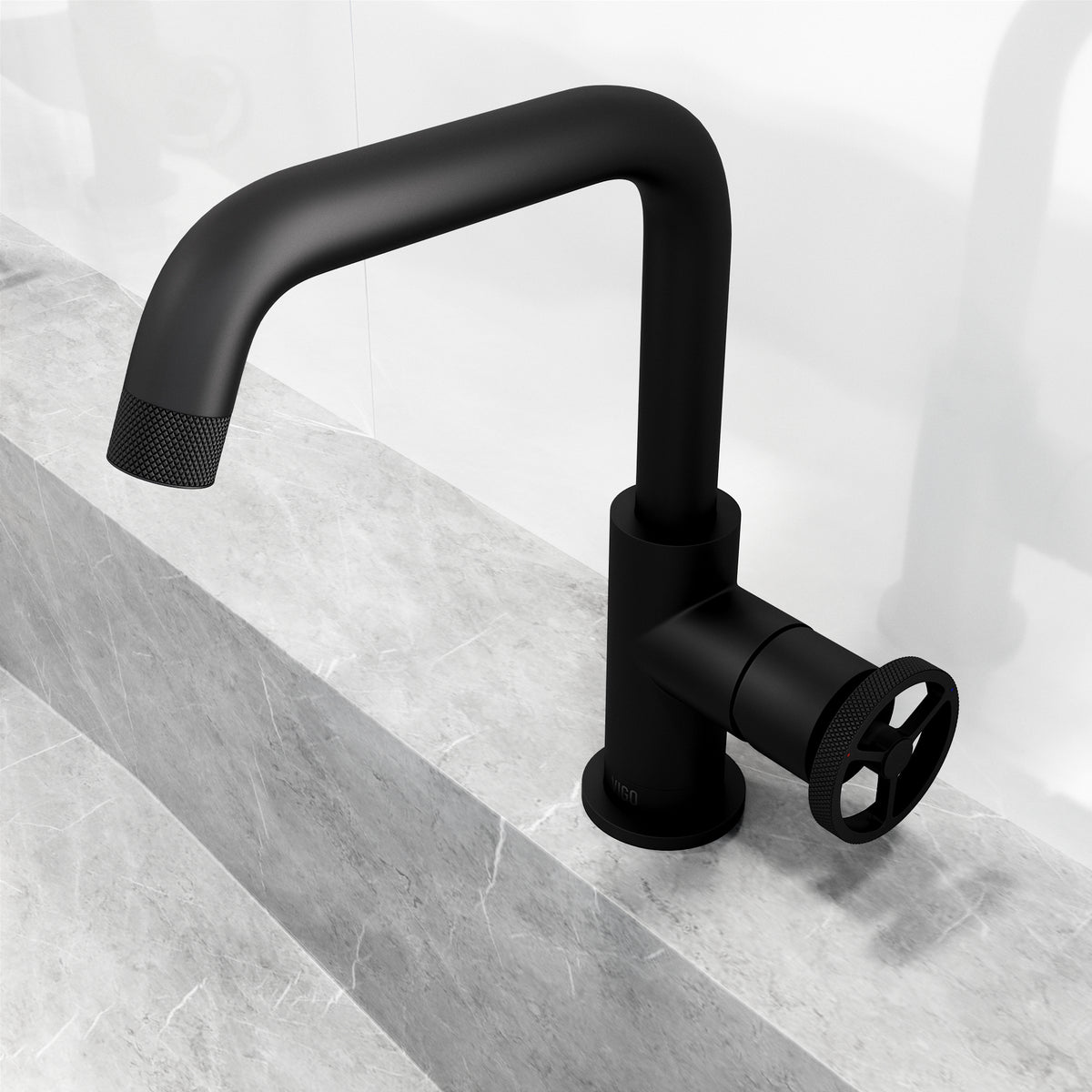 Cass Single Hole Bathroom Faucet with Knurled Wheel Handle