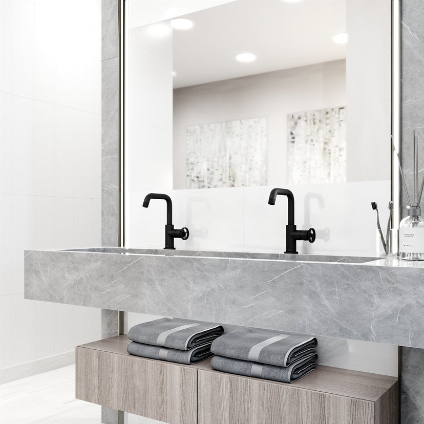 Cass Single Hole Bathroom Faucet with Knurled Wheel Handle