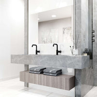 Ceramic disc cartridge bathroom faucet in matte black with included mounting hardware