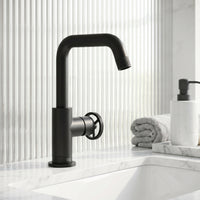 Cass Single Hole Bathroom Faucet with Knurled Wheel Handle