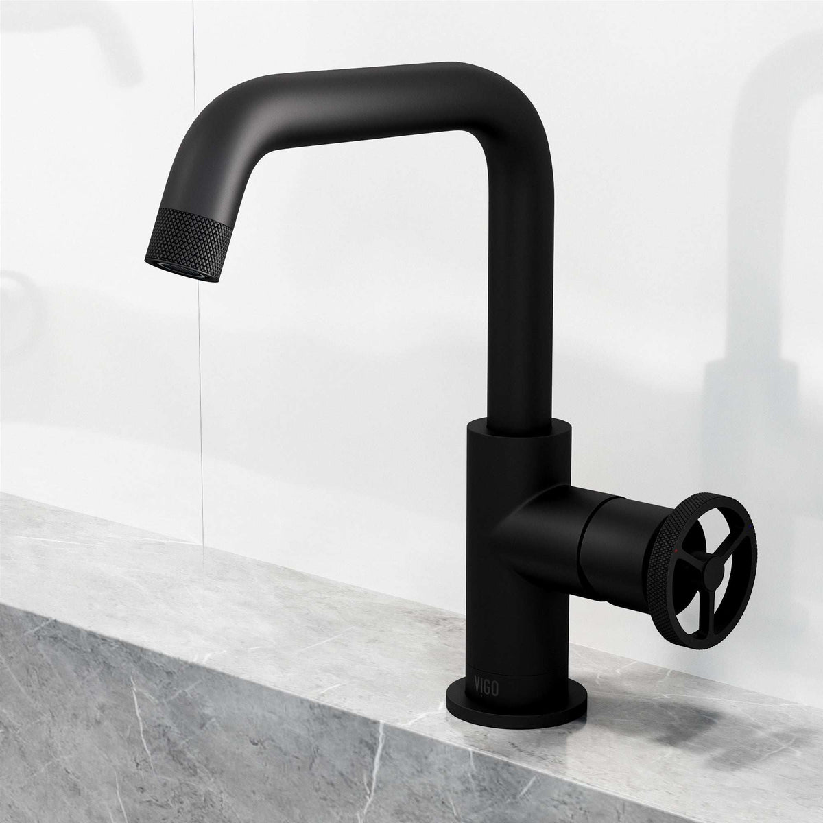 Low lead, low flow bathroom faucet with matte black finish and compression connection