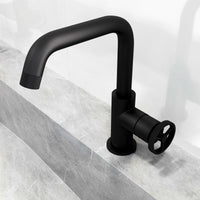Deck-mounted faucet with high arc spout and drip-free ceramic disc valve