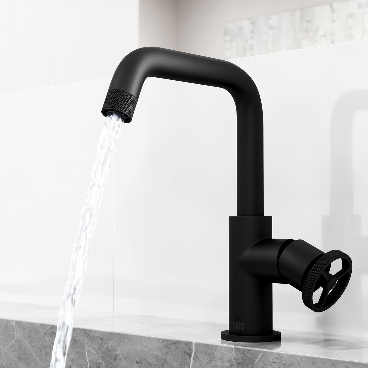 Cass Single Hole Bathroom Faucet with Knurled Wheel Handle
