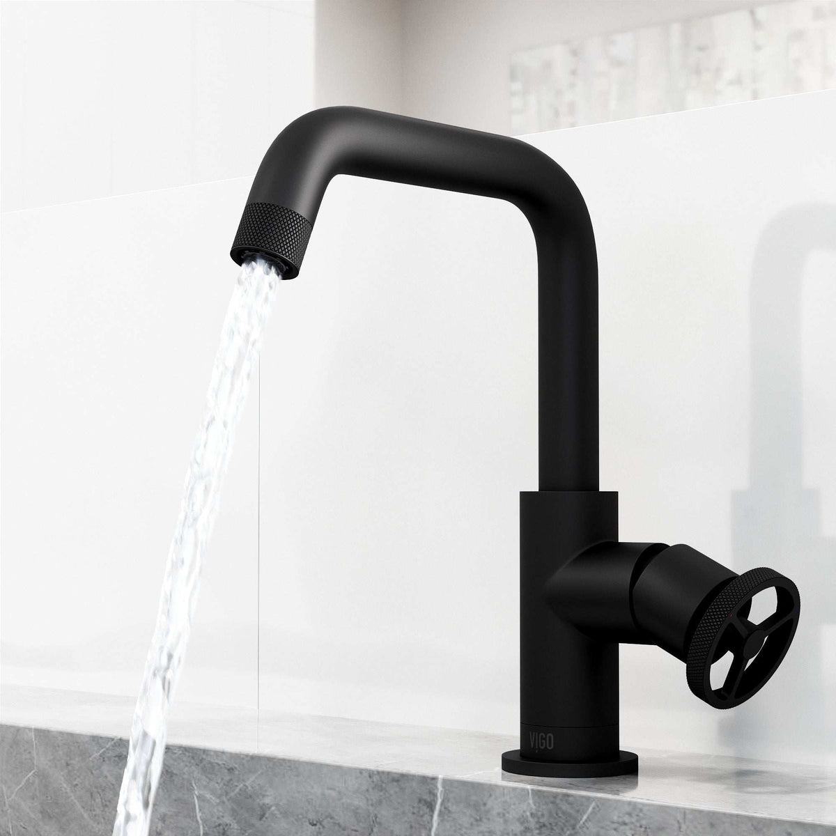 Modern contemporary single hole faucet in matte black with sleek finish