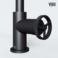 Matte black faucet featuring low flow design and corrosion-resistant brass construction
