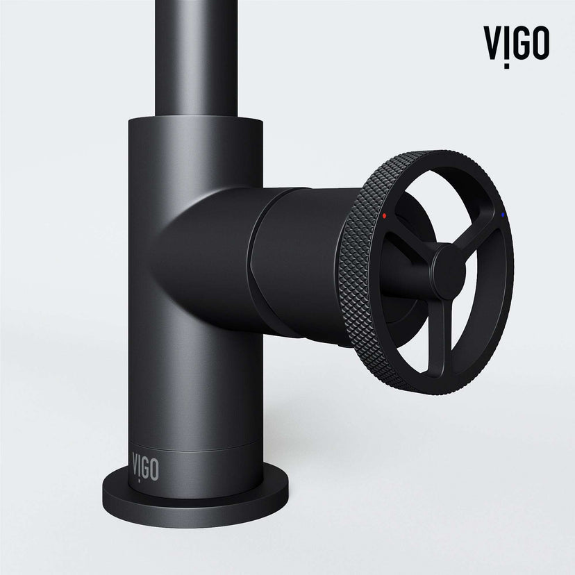 Matte black faucet featuring low flow design and corrosion-resistant brass construction