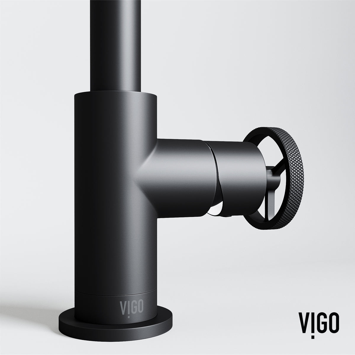 Cass Single Hole Bathroom Faucet with Knurled Wheel Handle