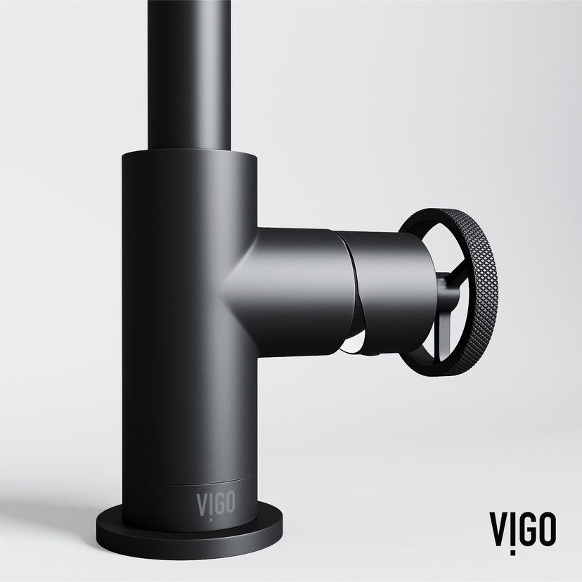 Cass Single Hole Bathroom Faucet with Knurled Wheel Handle