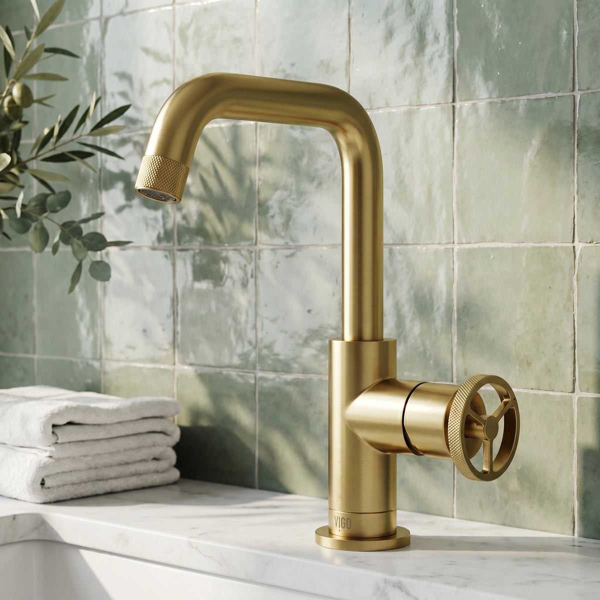 Cass Single Hole Bathroom Faucet with Knurled Wheel Handle