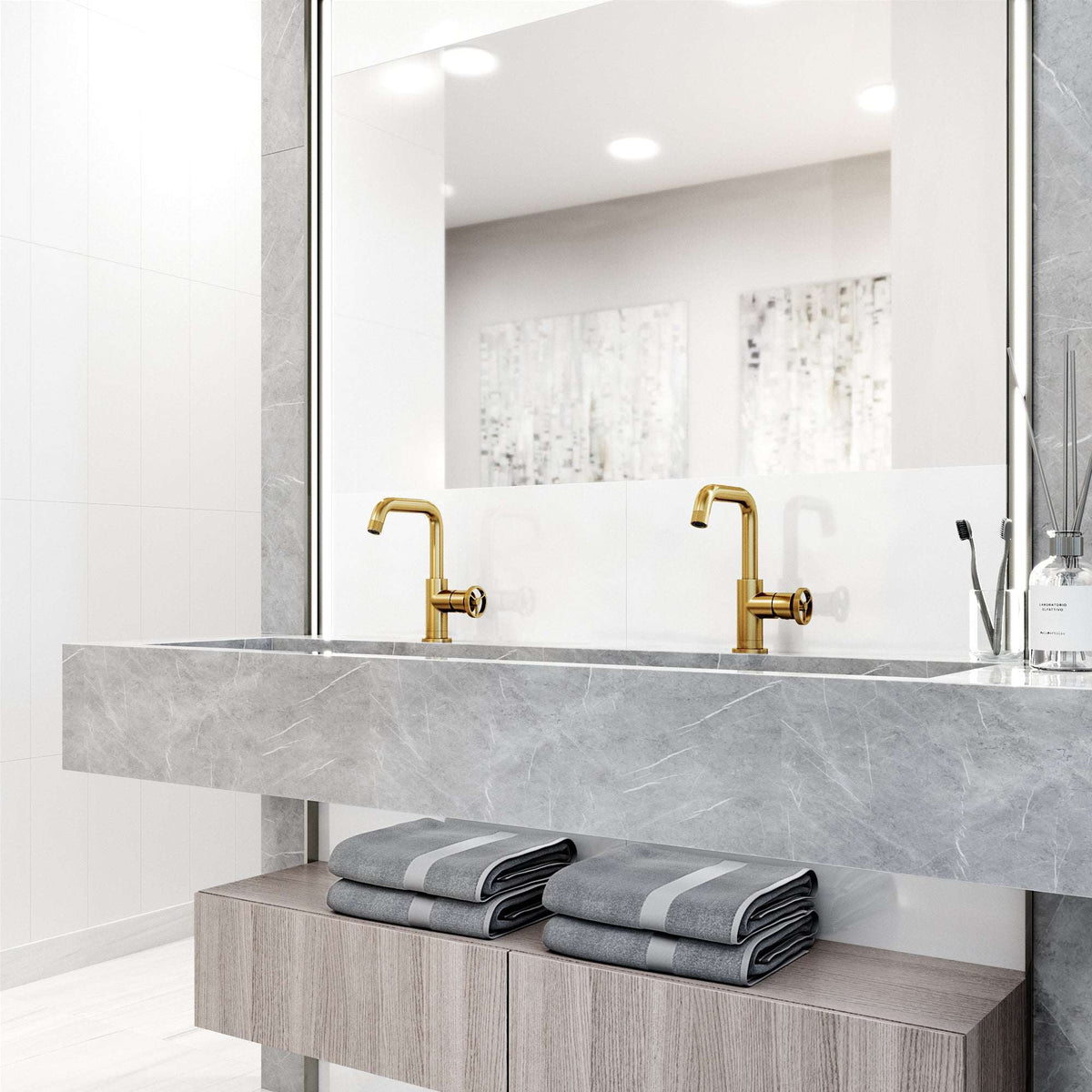 Brass construction single hole faucet with high arc spout and corrosion-resistant finish