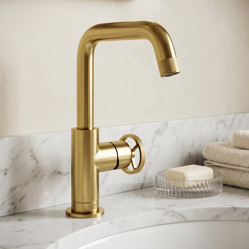 Cass Single Hole Bathroom Faucet with Knurled Wheel Handle