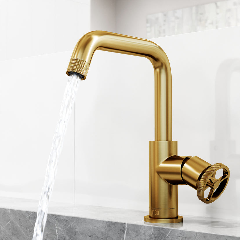 Cass Single Hole Bathroom Faucet with Knurled Wheel Handle