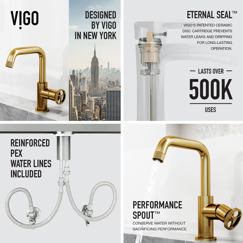 Cass Single Hole Bathroom Faucet with Knurled Wheel Handle