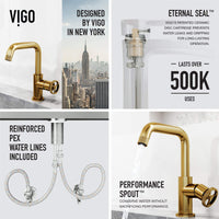 High arc spout bathroom faucet with ceramic disk valve and brass hardware